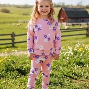 Floral Kids Pajamas - Pink and Purple
